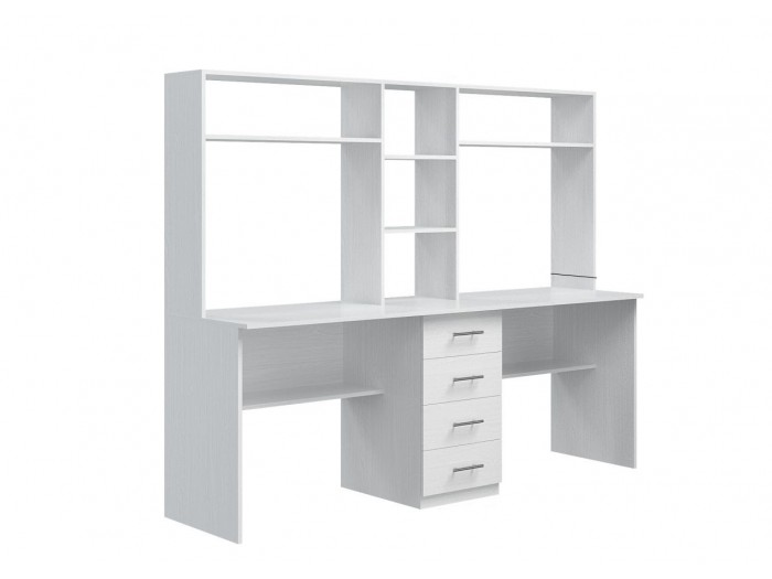 Двойно бюро с надстройка E3 (бяло структорен)